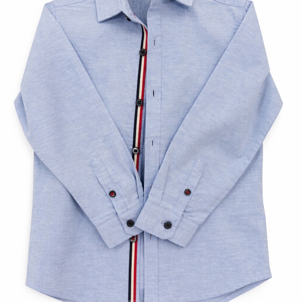 Next Light Blue Button-Down Shirt with Striped Detail